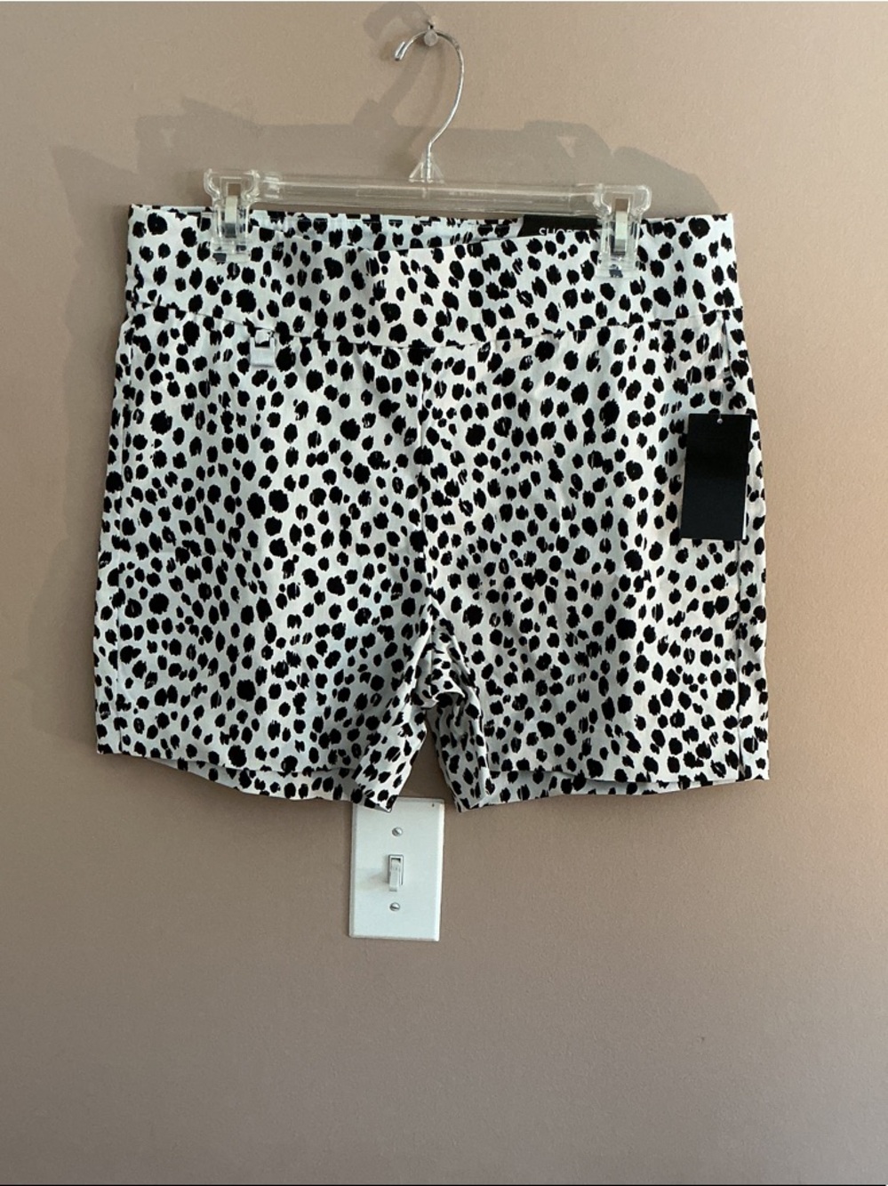High-Waist Black and White Dalmatian Print Shorts